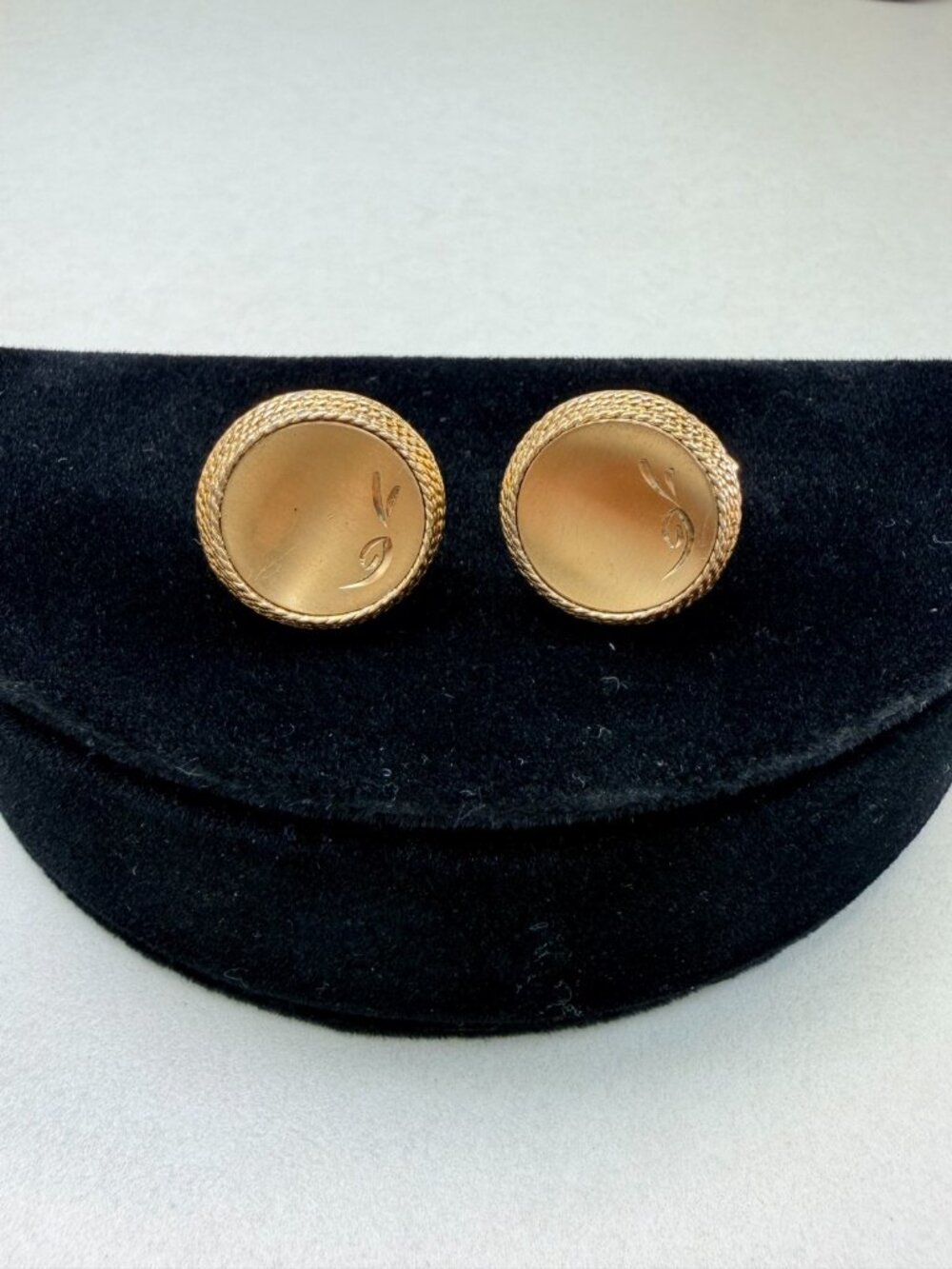Vintage Swank Gold Tone Monogram Cufflinks Initial Design